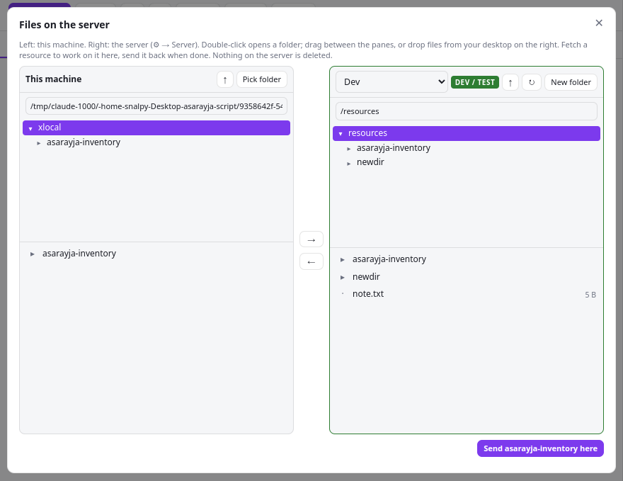 The server explorer